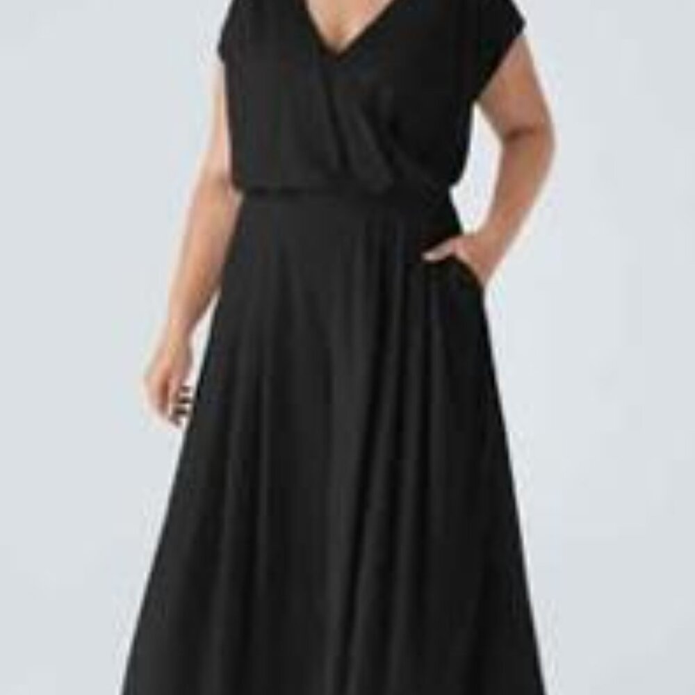 V Neck Short Sleeve Side Pocket Wide Leg Flowy Waffle Plus Size Jumpsuit - Picture 4 of 4